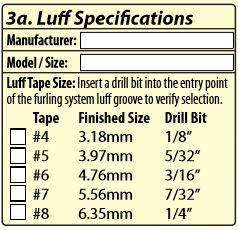 luff tape specificiation chart