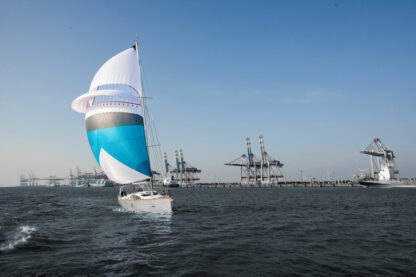 Self stabilizing downwind sail. Spinnaker with a wing. Oxley Bora via Precision Sails. Spinnaker alternative.