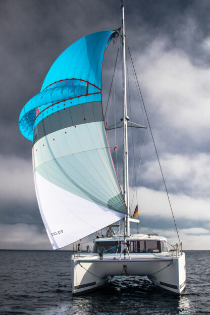 Symmetrical Self stabilizing downwind sail. Spinnaker with a wing. Oxley Lavante via Precision Sails. Symmetrical Spinnaker alternative.