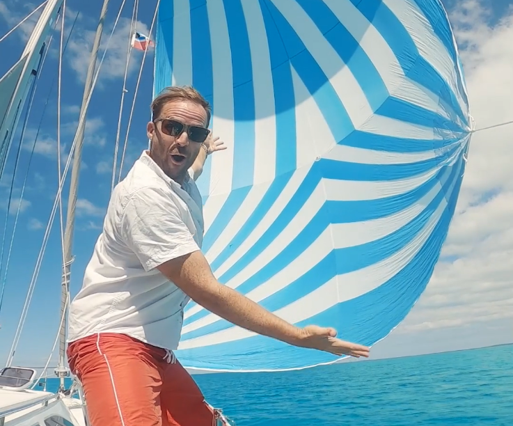 Matt Foster using his new spinnaker from precision sails.