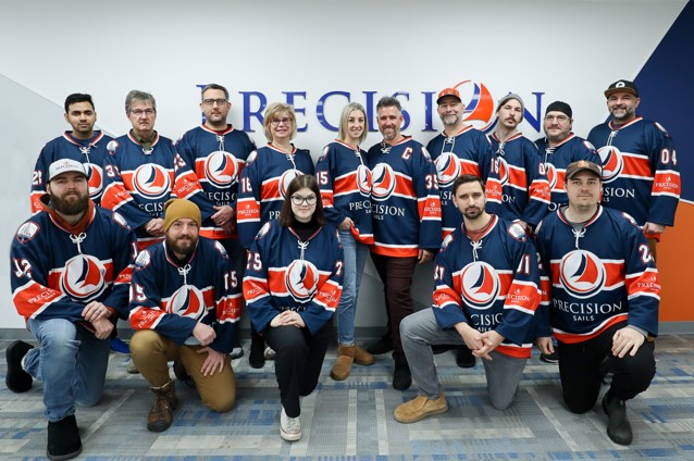 Staff Photo With Precision Sails Jerseys